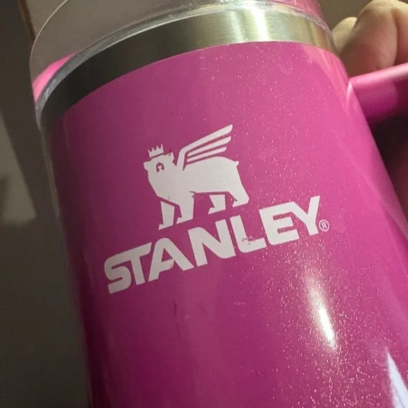 Stanley Hot Pink Travel Mug with Handle and Clear Lid - Picture 6 of 6